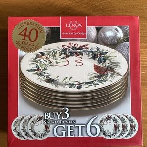 Lenox Winter Greetings NIB Salad Plates set of 6
